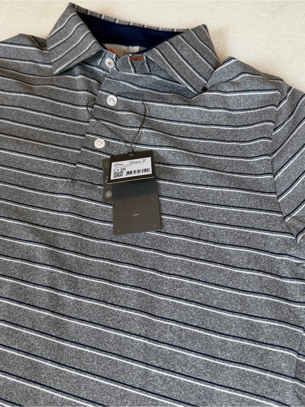 NWT KJUS Polo Golf Shirt Mens 50 Medium Soren Performance Multi Stripe Stretch
